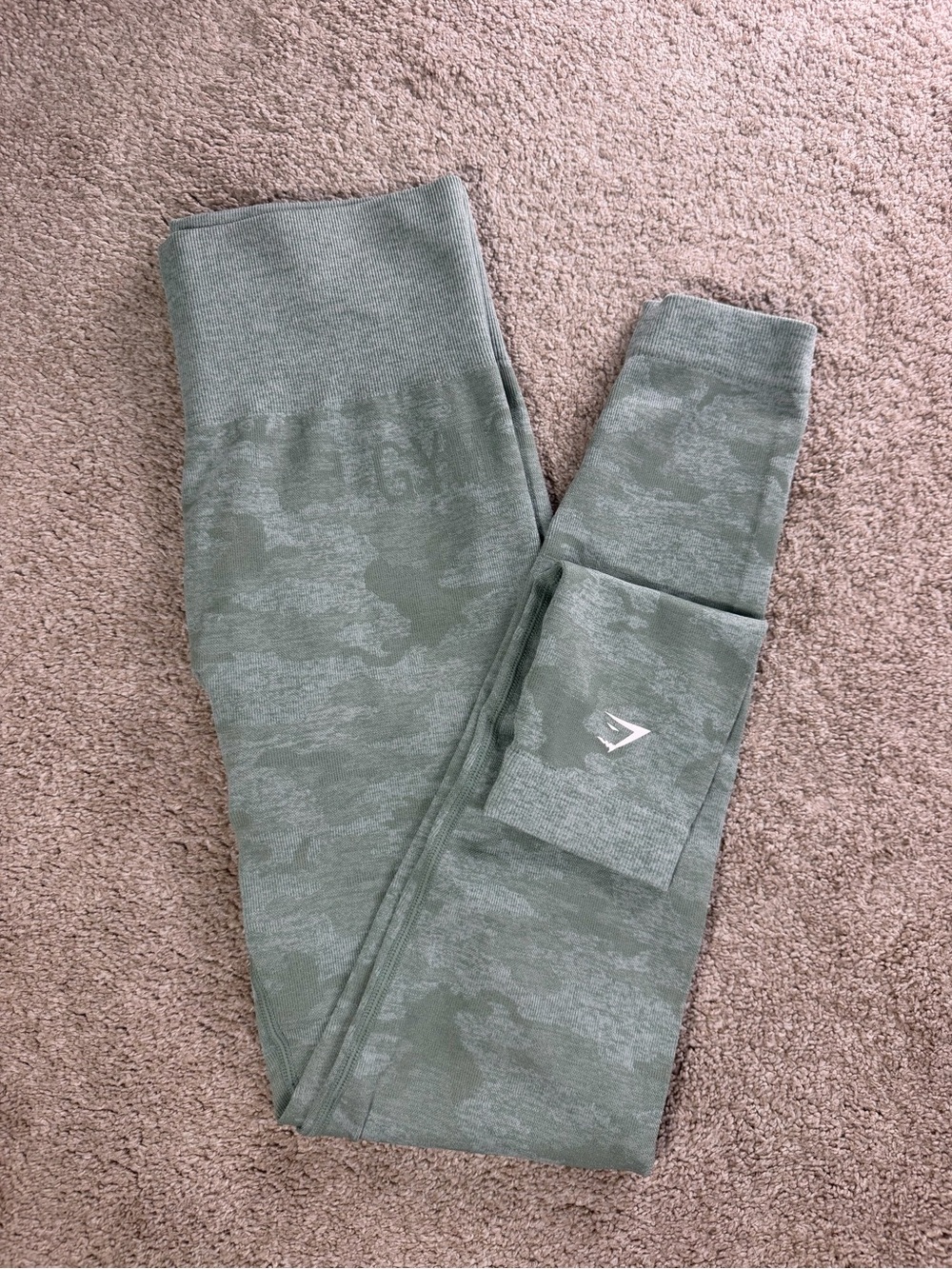 Gymshark Kids Olive Camo Seamless Leggings